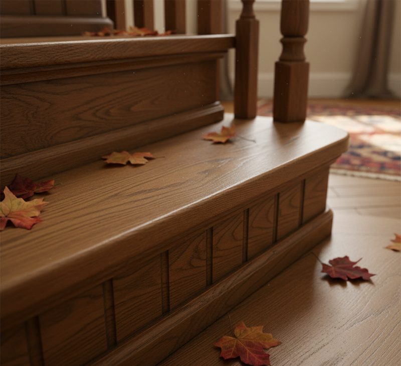 فینگر جوینت در کف پله چوبی 