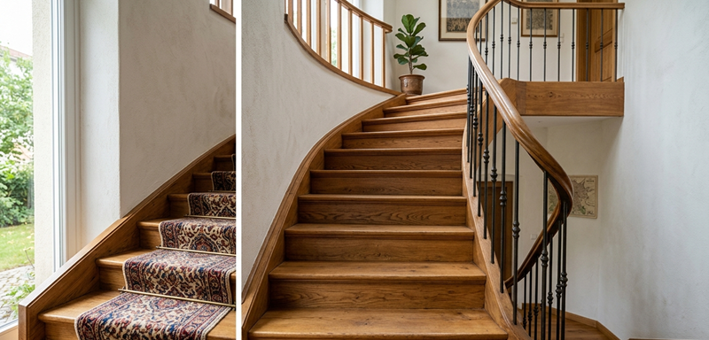 فینگر جوینت در کف پله چوبی