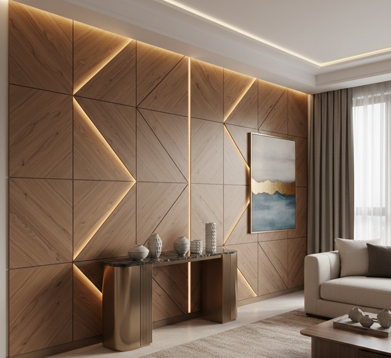 دیوارپوش چوبی با فینگر جوینت