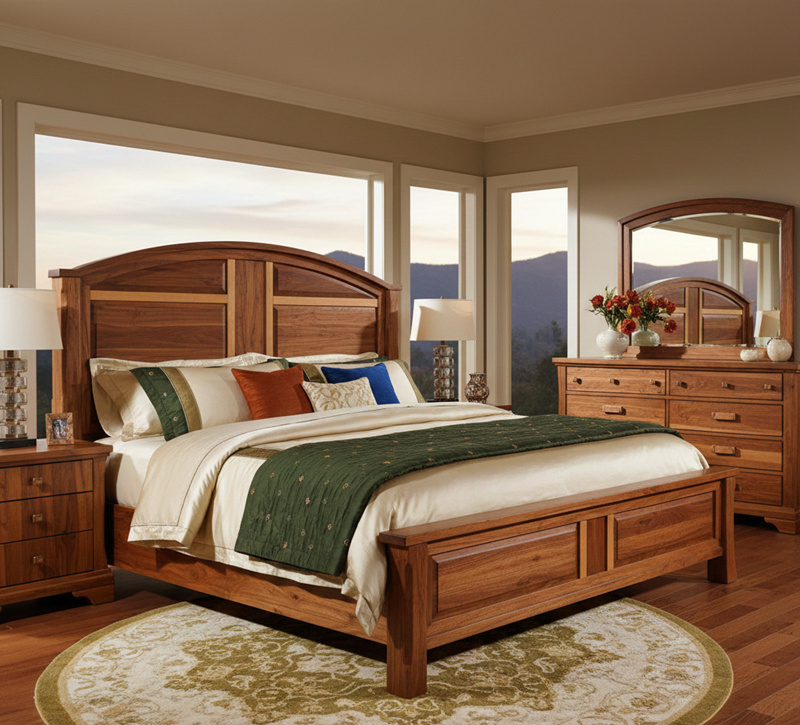 سرویس خواب تمام چوب فینگر جوینت؛ انتخابی لوکس برای اتاق خواب 3 سرویس خواب تمام چوب فینگر جوینت