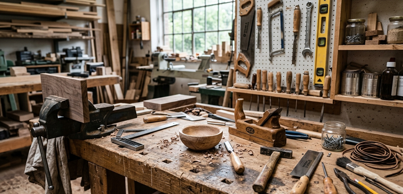 فینگر جوینت در میز کارگاهی چوبی 